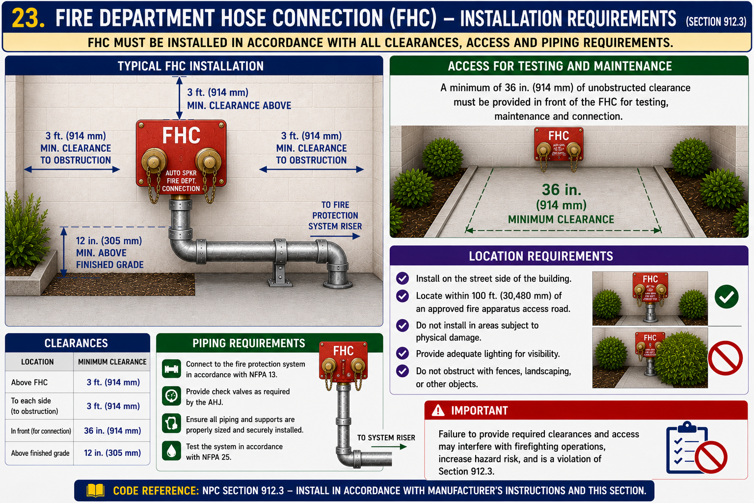 Fire Department Hose Connection (FHC) — Installation Requirements (NPC §912)
